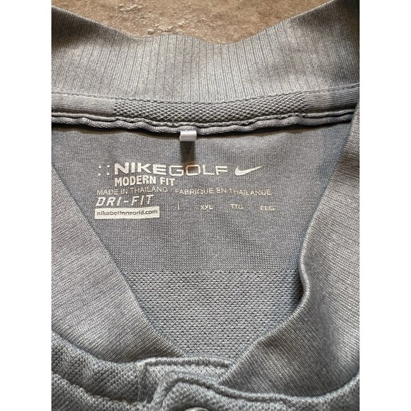 Nike Shirt Mens XXL Grey Dri-Fit Blade Collar Golf Performance Snap Button - Picture 2 of 8